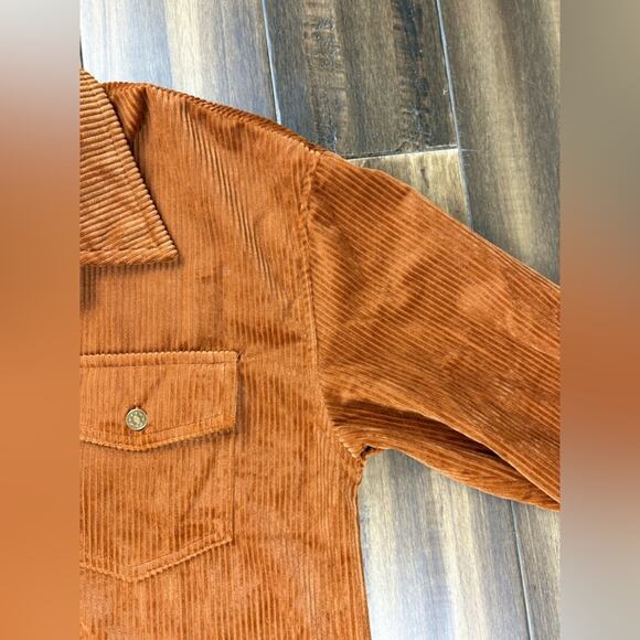 Size M Workshop Republic Clothing Burnt Orange Corduroy Jacket shacket Button - Picture 6 of 11